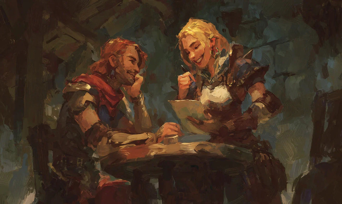 dnd adventurers looking at their character commissions