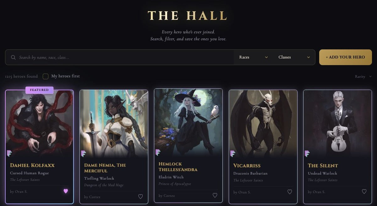 A current-looking Hall gallery, NPC-start panel or Battlegrounds party screen