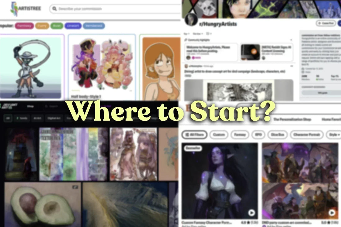 where to start getting a character commission, deviant art, reddit, etsy, artistree