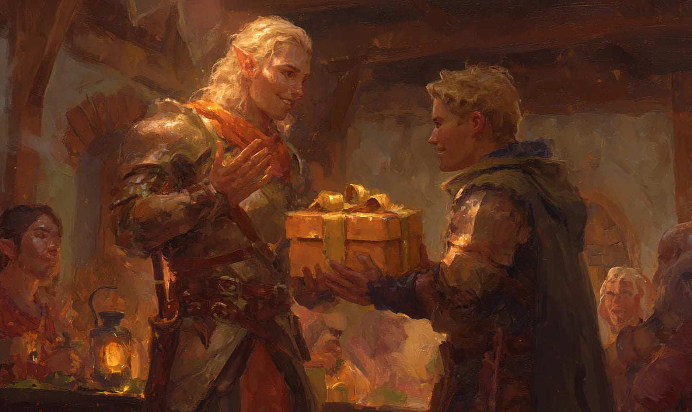 dnd player giving gifts to another