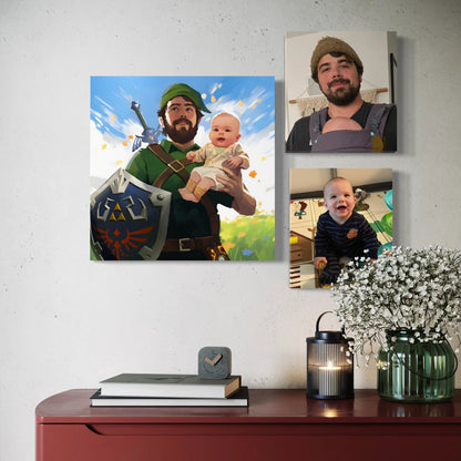 FondlyFramed custom fantasy art on cotton canvas displayed as wall art in a nursery setting, showing photo-to-art result.